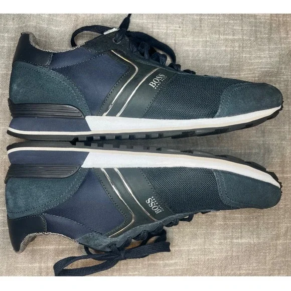 Hugo Boss Parkour Navy Blue Suede Mesh Sneakers Mens 43 50433661 - Picture 3 of 12